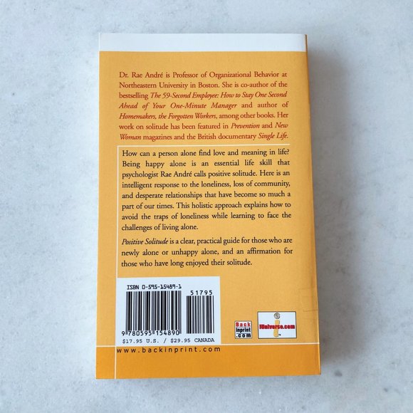 3/$20 - book - Positive Solitude, by Rae Andre (non fiction) - Picture 2 of 2